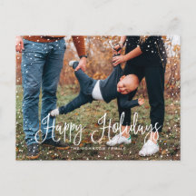 Modern Snow Script 2 Foto Holiday Postcard