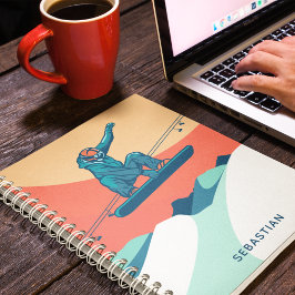 Modern Snowboarden Winter Personalisiert Name Notizblock