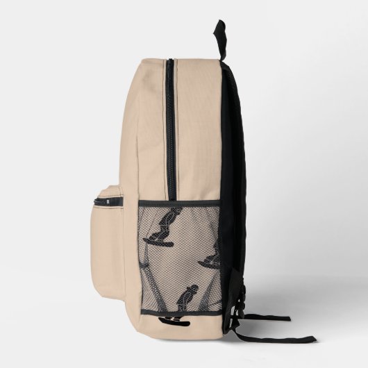 Modern Snowboarder Snowboarden Personalisiert Beig Bedruckter Rucksack (Rechts)