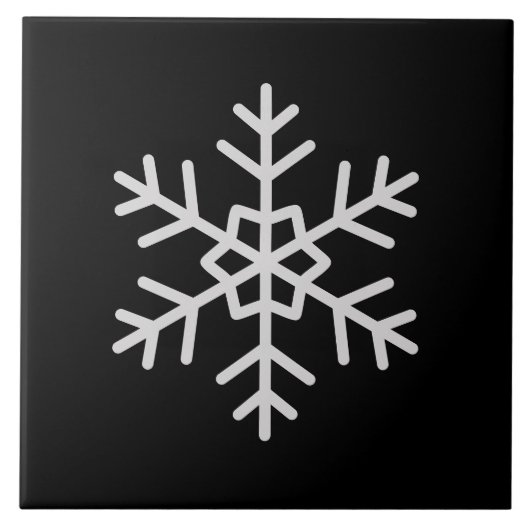 Modern Snowflake Accent Solid Black Tile Art Fliese (Vorderseite)