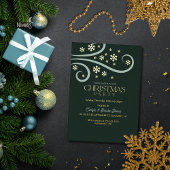 Modern Snowflake Foil Green Christmas Invitation Folieneinladung