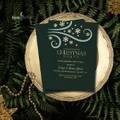 Modern Snowflake Foil Green Christmas Invitation Folieneinladung