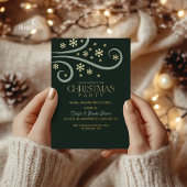 Modern Snowflake Foil Green Christmas Invitation Folieneinladung