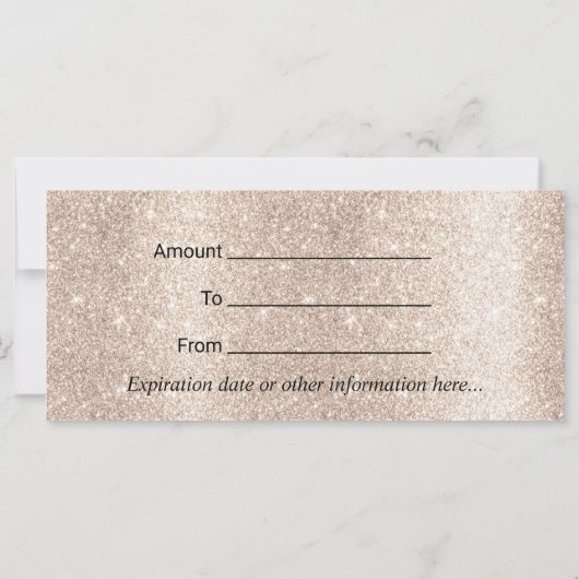Modern Snowflake Gold Glitter Gift Certificate (Rückseite)