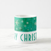 Modern Snowflake Green Happy Weihnachten Kaffeetasse (Mittel)