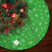 Modern Snowflake Muster Monogram Green Christmas Polyester Weihnachtsbaumdecke