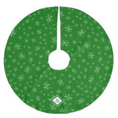Modern Snowflake Muster Monogram Green Christmas Polyester Weihnachtsbaumdecke (Vorderseite)