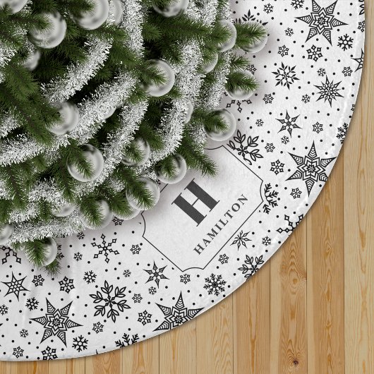 Modern Snowflake Muster Monogram Polyester Weihnachtsbaumdecke