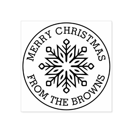 Modern snowflake name greeting Merry Christmas Gummistempel (Prägung)