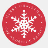Modern Snowflake Red Holiday Sticker (Vorderseite)