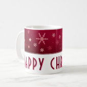 Modern Snowflake Red Pattern Frohe Weihnachten Kaffeetasse (Vorderseite Links)