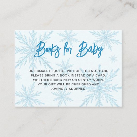 Modern Snowflakes Boy Baby Shower Book Request Begleitkarte (Vorderseite)