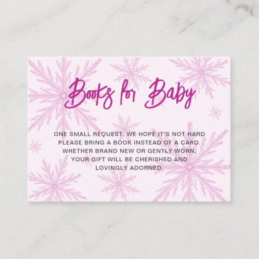 Modern Snowflakes Girl Baby Shower Book Request Begleitkarte (Vorderseite)