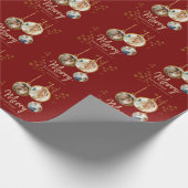 Modern Snowflakes Photo Merry Christmas Geschenkpapier (Ecke)