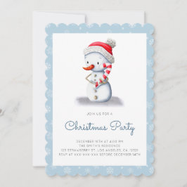 Modern Snowman Candy Cane Holiday Weihnachts-Party Einladung