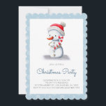 Modern Snowman Candy Cane Holiday Weihnachts-Party Einladung<br><div class="desc">Einfache,  blau geschmolzene Weihnachtseinladung mit einer Illustration eines Schneemanns mit einem Zuckerrohr. Personalisieren Sie den Text mit Ihren eigenen Informationen. Illustriert und entworfen von Patricia Alvarez.</div>