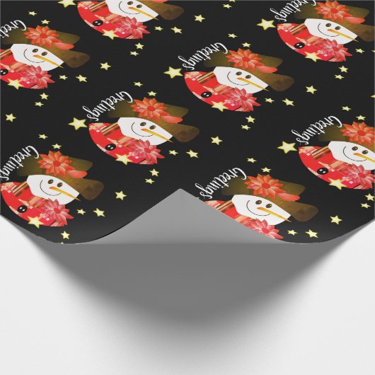 Modern Snowman Designed Geschenkpapier (Ecke)