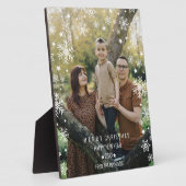 Modern Snowy Snowflake Frame Photo Overlay Holiday Fotoplatte (Seite)