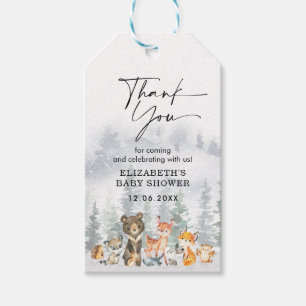 Modern Snowy Winter Woodland Vielen Dank für Ihre  Geschenkanhänger