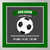 Modern Soccer Ball Baby Birth Stats Poster (Vorne)