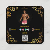 Modern social media add your logo photo QR code Quadratische Visitenkarte (Rückseite)