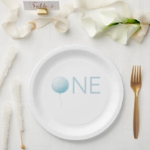 Modern Soft Blue Balloon Boy 1st Birthday Party