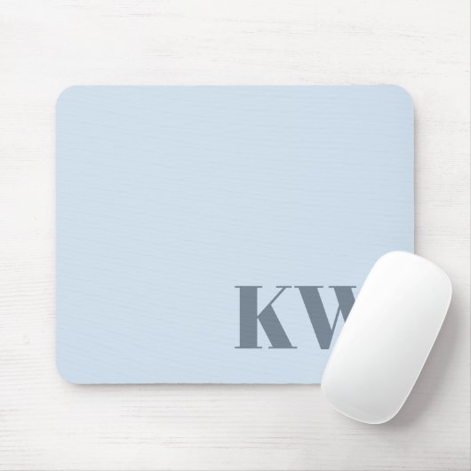 Modern Soft Blue Monogram Initials Personalized Mousepad (Mit Mouse)
