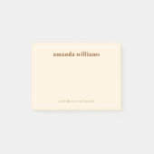 Modern soft cream color custom name and text post-it klebezettel (Vorderseite)