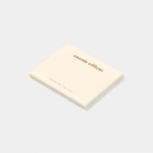 Modern soft cream color custom name and text post-it klebezettel (angewinkelt)