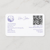 Modern Soft Lavender Motif Logo Hochzeitsplaner Visitenkarte (Rückseite)