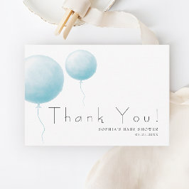Modern Soft Pastel Blue Balloon Baby Boy Shower Dankeskarte