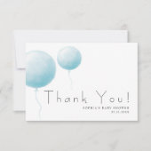 Modern Soft Pastel Blue Balloon Baby Boy Shower Dankeskarte (Vorderseite)