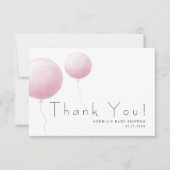 Modern Soft Pastel Pink Balloon Baby Girl Shower Dankeskarte (Vorderseite)