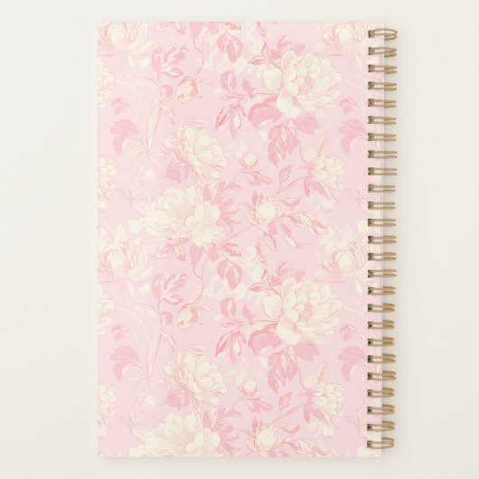Modern Soft Peach Floral Planer (Rückseite)