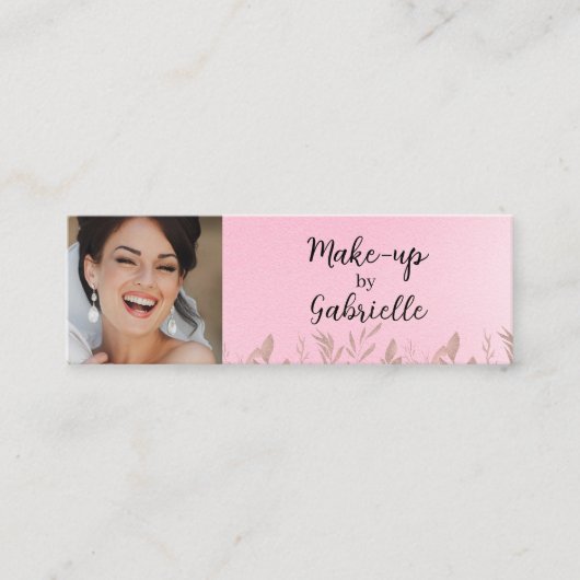 Modern Soft Pink Botanical Photo Script QR Code  Telefonnummerkarte (Vorderseite)