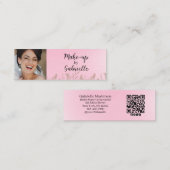 Modern Soft Pink Botanical Photo Script QR Code  Telefonnummerkarte (Vorne/Hinten)