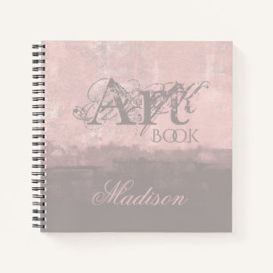 Modern Soft pink mallow Your Name Art Book Notizblock
