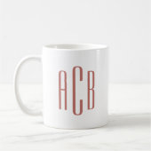Modern Soft Terracotta Three Letter Monogram Kaffeetasse (Links)