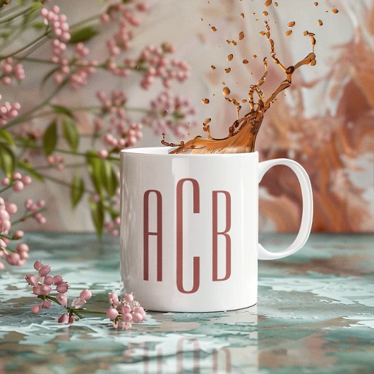 Modern Soft Terracotta Three Letter Monogram Kaffeetasse