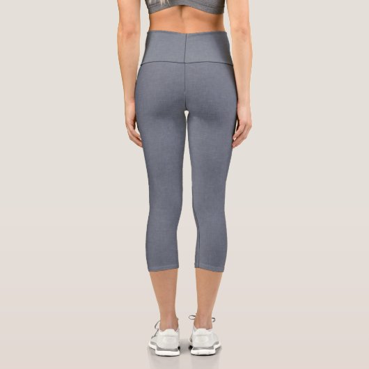Modern Solid Blue Gray Linen Capri Leggings (Rückseite)