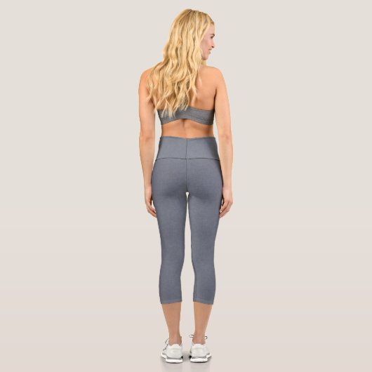 Modern Solid Blue Gray Linen Capri Leggings (Rückseite)