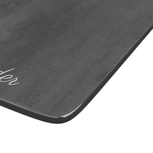 Modern Solid-Holzkohle-Graue Vorlage Weißes Skript Schneidebrett (Ecke)