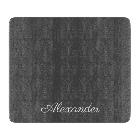 Modern Solid-Holzkohle-Graue Vorlage Weißes Skript Schneidebrett (Vorderseite)