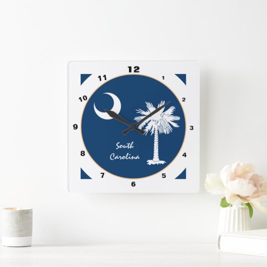 Modern South Carolina & Flag Zuhause USA / Design Quadratische Wanduhr (Zuhause)