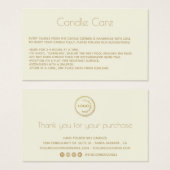 Modern Soy Candle Care Card mit Logo (Vorne & Hinten)