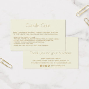 Modern Soy Candle Care Card mit Logo