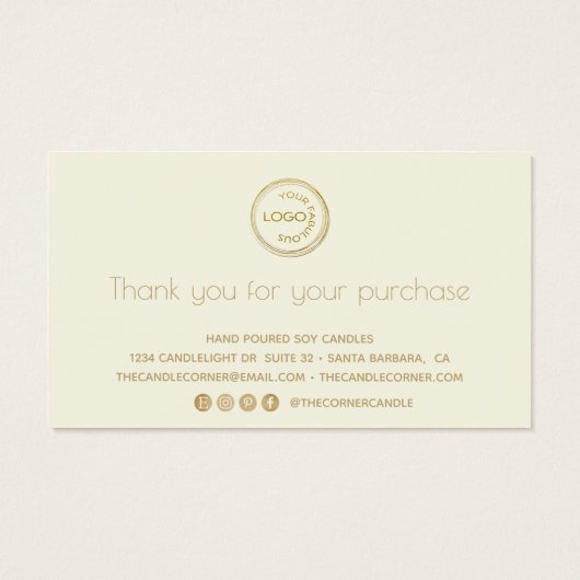 Modern Soy Candle Care Card mit Logo (Rückseite)