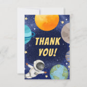 Modern Space Birthday Party Danke Karte (Vorderseite)