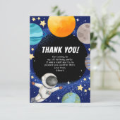 Modern Space Birthday Party Danke Karte (Stehend Vorderseite)