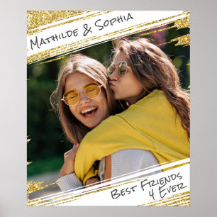 Modern Sparkle Gold Glitzer Foto BBF Bester Freund Poster
